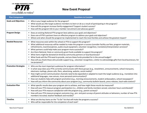 Event Proposal Template Key Elements