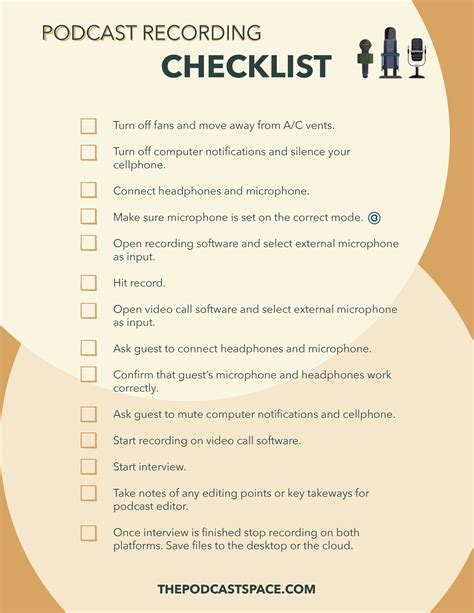 Event Recording Checklist