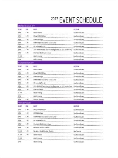 Event Schedule Template 3