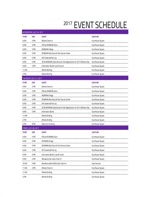 Event Scheduling Templates