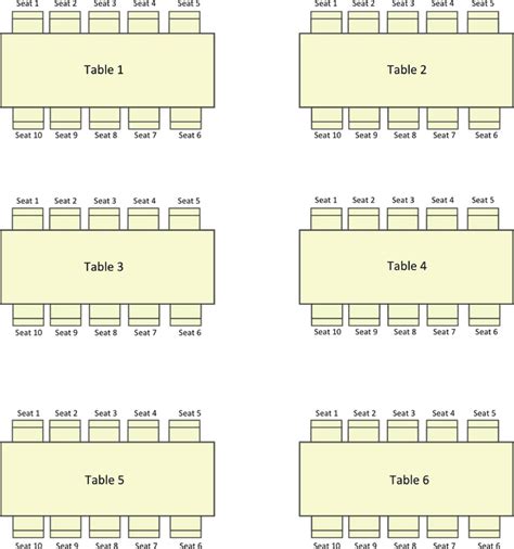 Example of an event seating chart template