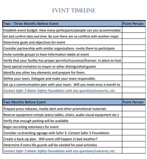 Event Timeline Template Example