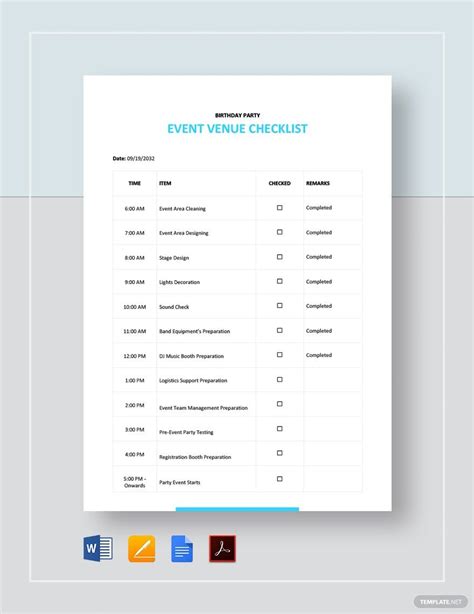 Event Venue Template in Word