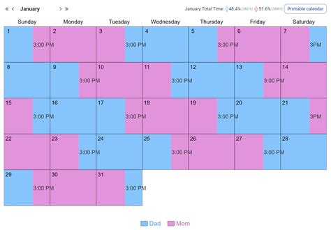 Image of an every other day custody schedule