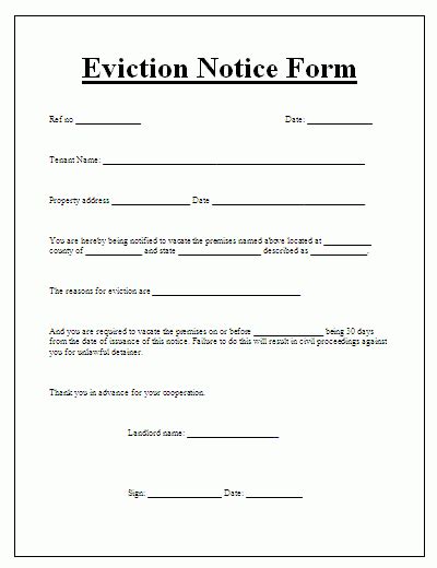 Eviction Notice Form Template