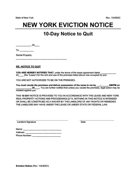 Eviction notice template new york