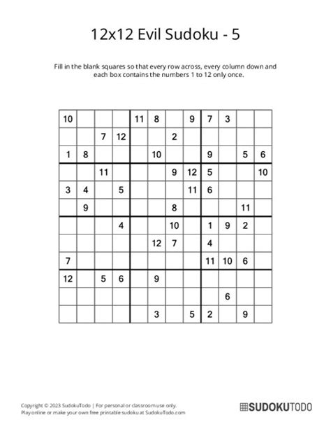 Evil Sudoku Puzzle 10