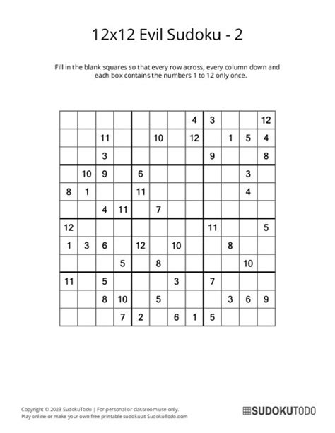 Evil Sudoku Puzzle 2