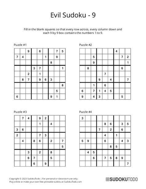 Evil Sudoku Puzzle 9