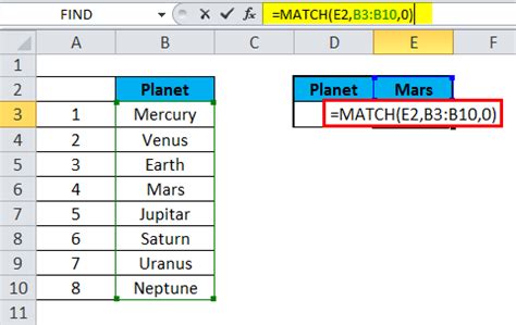 Exact Match Formula Data