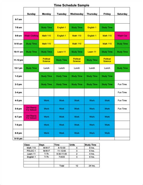 Example Study Schedule Template