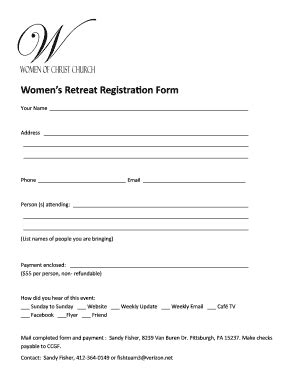 Example Template for Women's Retreat Registration Forms