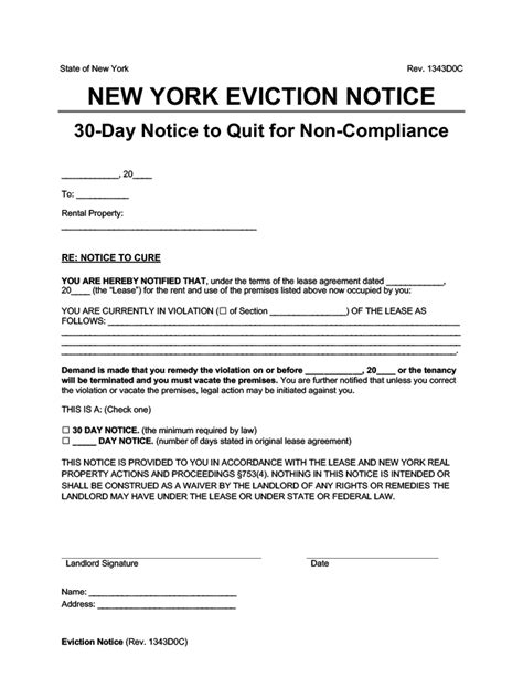 Example of NYS Eviction Notice Template