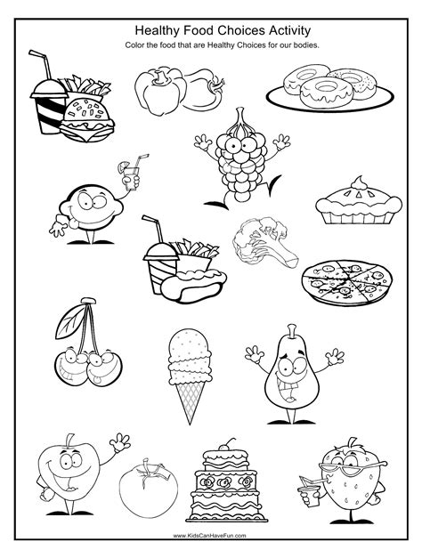 Examples of Food Printable Activities for Kids