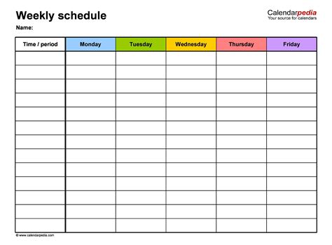 Examples of Printable Schedule Templates