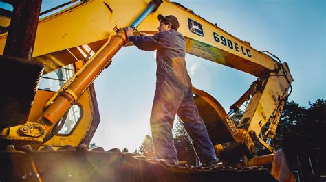 Excavator operator at work