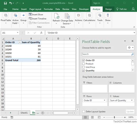 Excel 2016 Pivot Tables