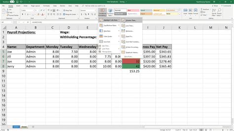 Excel 365 Conditional Formatting