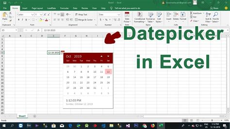 Excel 365 Date Picker Control