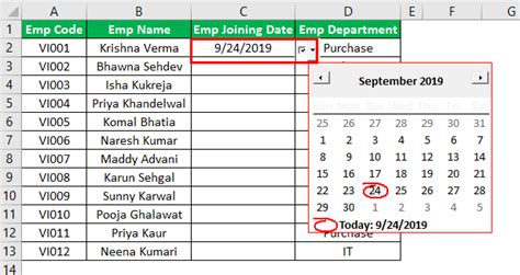 Excel 365 Date Picker Example 10