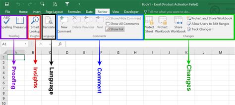 Review Tab in Excel 365