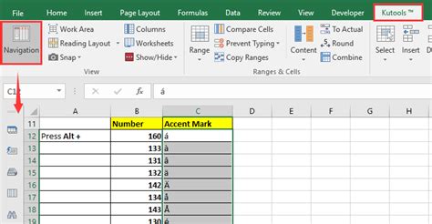 Excel Accent Marks