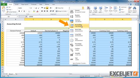 Excel accounting format