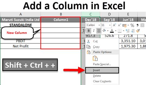 Excel Add Column