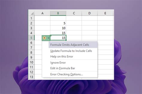 Formulas for referencing adjacent cells in Excel