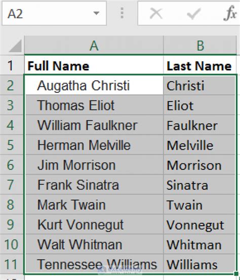 Excel Advanced Data Sorting by Last Name