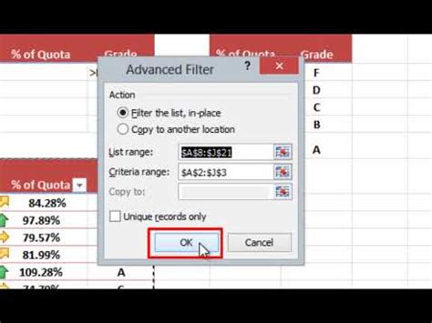 Excel Advanced Filter Dialog Box