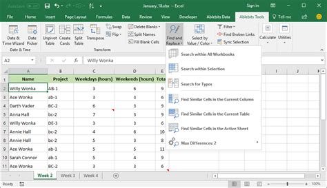 Excel Advanced Find and Replace Issues