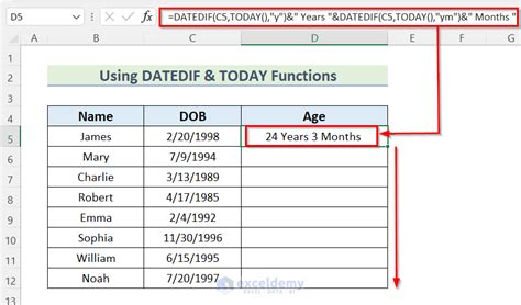 Excel age functions