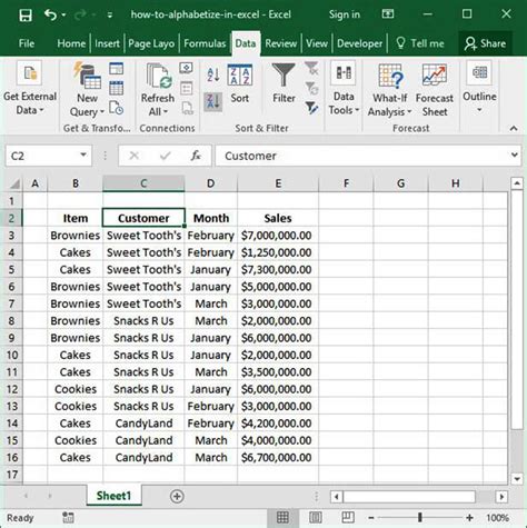 Excel Alphabetization Examples