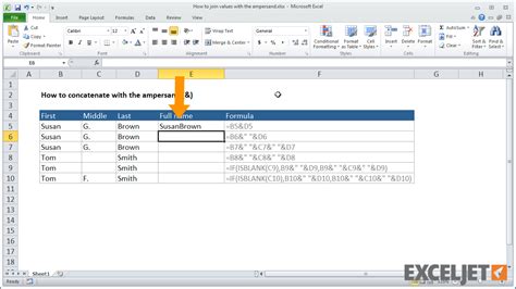 Excel ampersand operator example