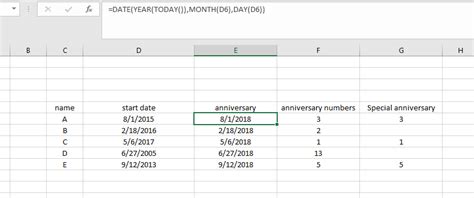 Free Excel Anniversary Date Template