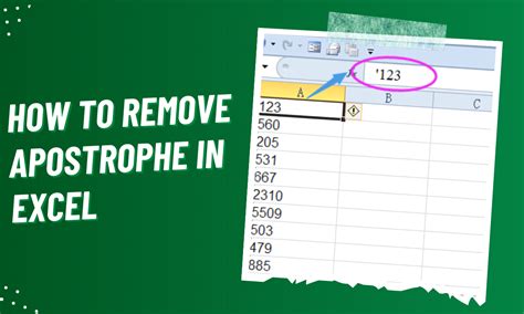 Example of apostrophe in Excel numbers