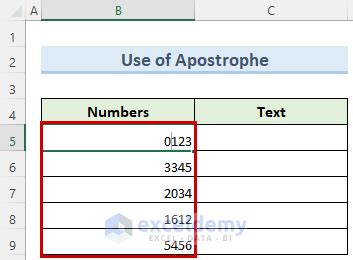 Excel Apostrophes Text