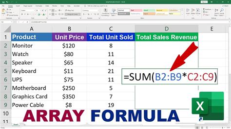 Excel array formulas not working with range