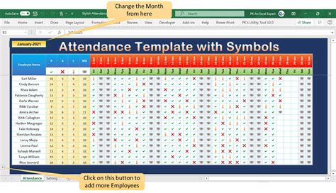 Excel Attendance Format with Conditional Formatting