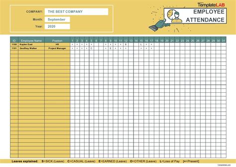 Excel attendance templates