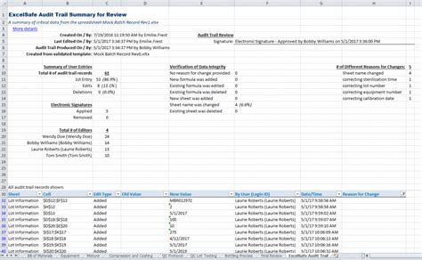 Excel Audit Trail Data Integrity