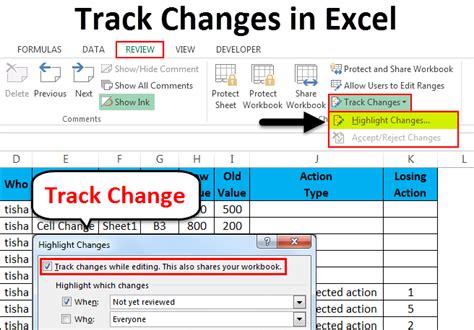 Excel Audit Trail Tracking Changes