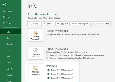 Image of Excel auto-recovery