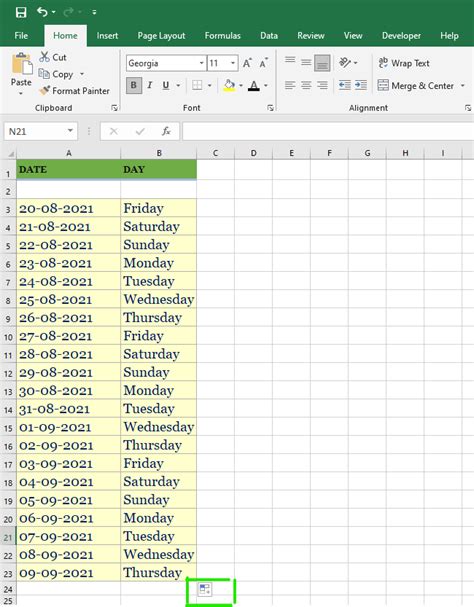 Using the AutoFill Feature in Excel