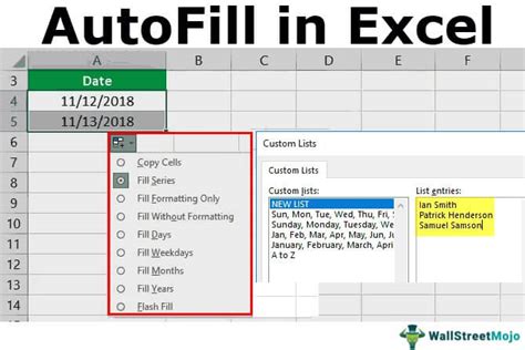 Excel autofill screenshot