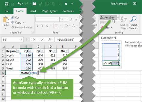 Excel Autosum Formulas