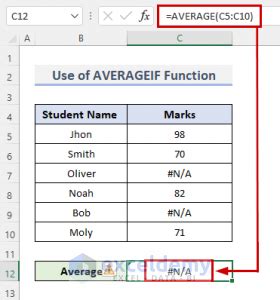 Excel Average Ignore NA Function