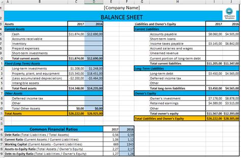 Excel Balance Sheet Template