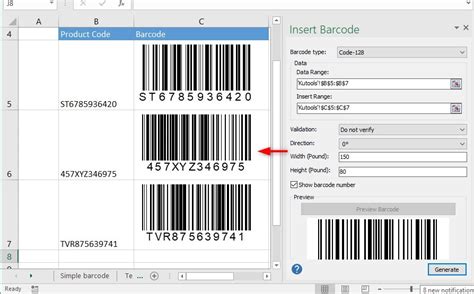 Excel barcode generator